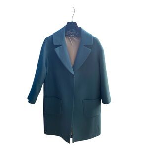 🇨🇦Lida Baday Teal Wool Coat with Gold Silk Lining Size 10 BNWOT